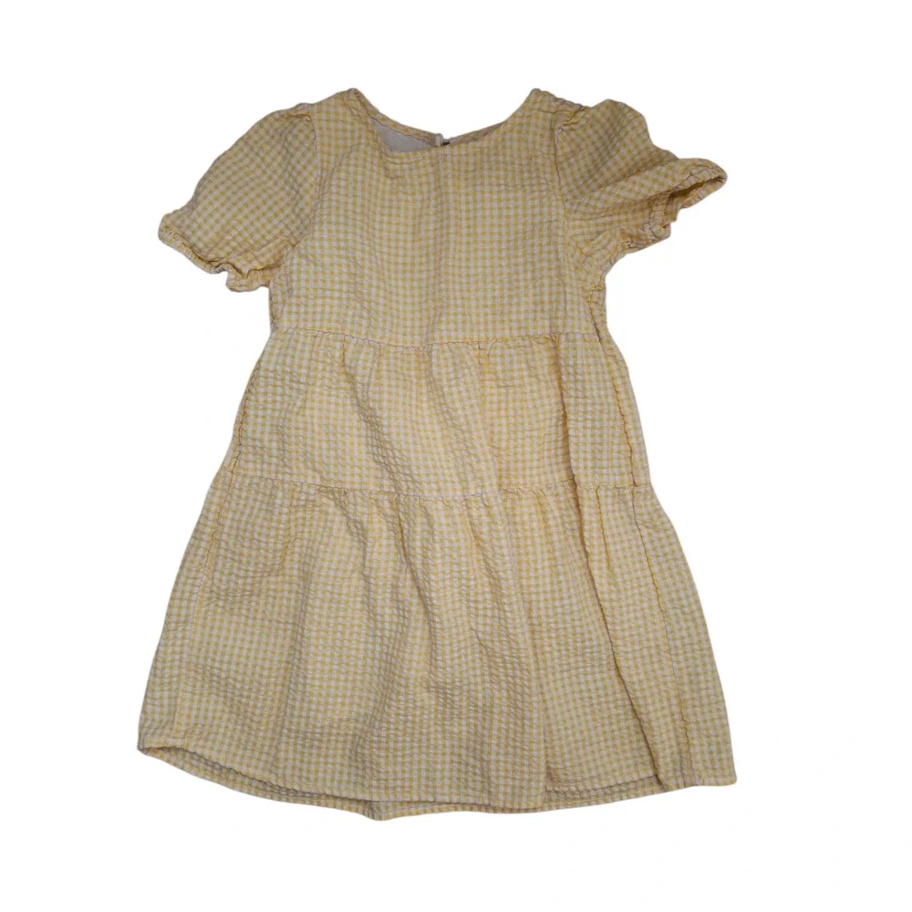 Yellow Gingham Puff Sleeve Dress for Toddler‎ Girls Size 6-7